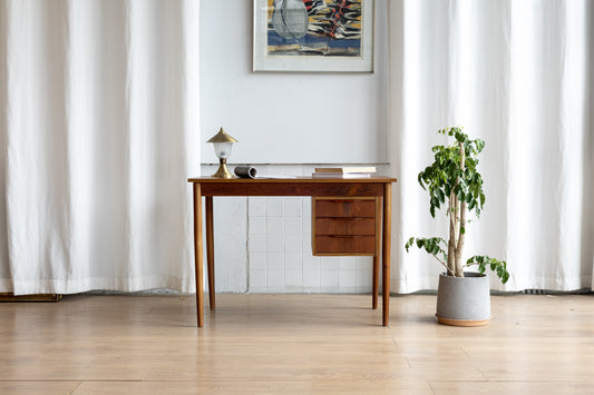 丹麥 柚木 單側 三抽 書桌 OLDANMARK