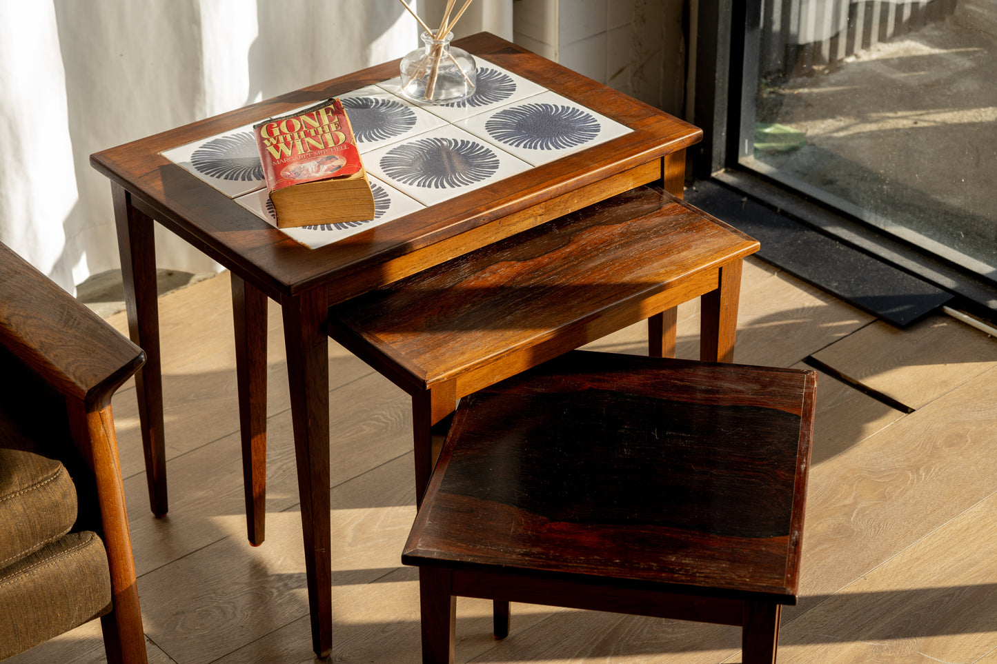 皇家哥本哈根 玫瑰木 瓷磚 三連桌 OLDANMARK