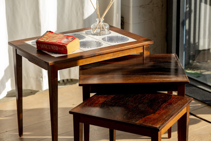 皇家哥本哈根 玫瑰木 瓷磚 三連桌 OLDANMARK