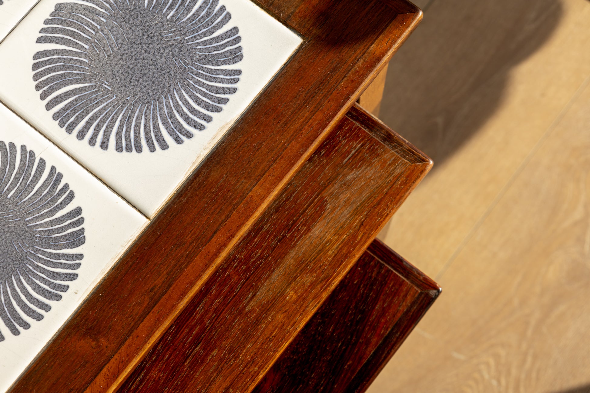 皇家哥本哈根 玫瑰木 瓷磚 三連桌 OLDANMARK