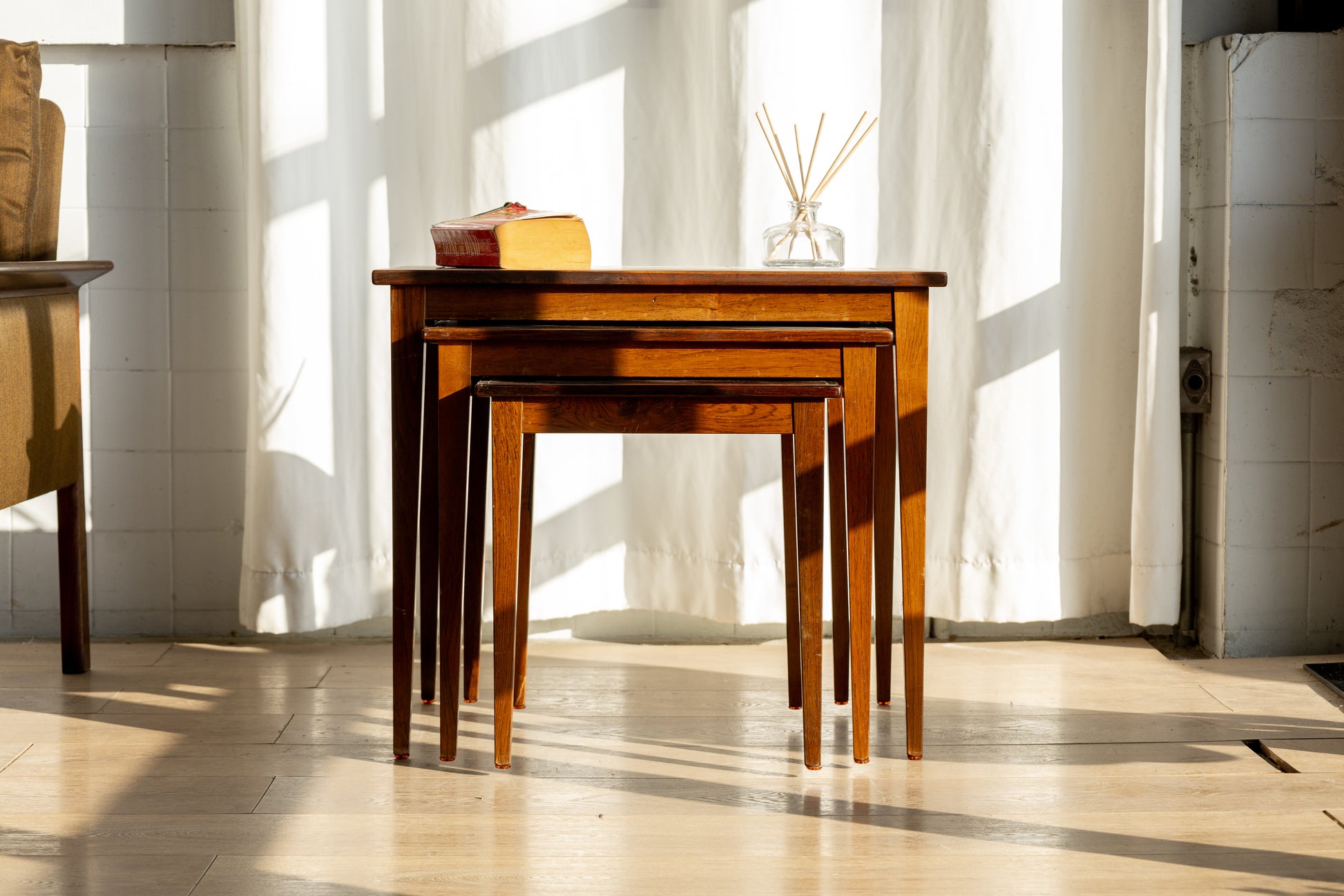 皇家哥本哈根 玫瑰木 瓷磚 三連桌 OLDANMARK