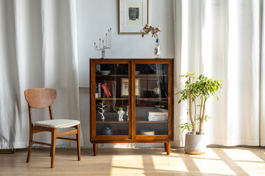 丹麥 玫瑰木 玻璃 滑門 邊櫃 OLDANMARK