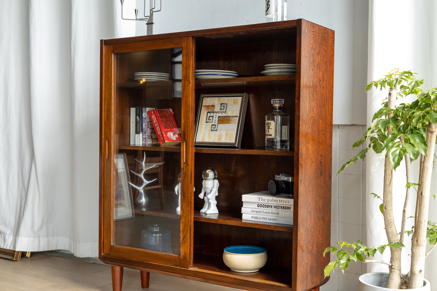 丹麥 玫瑰木 玻璃 滑門 邊櫃 OLDANMARK