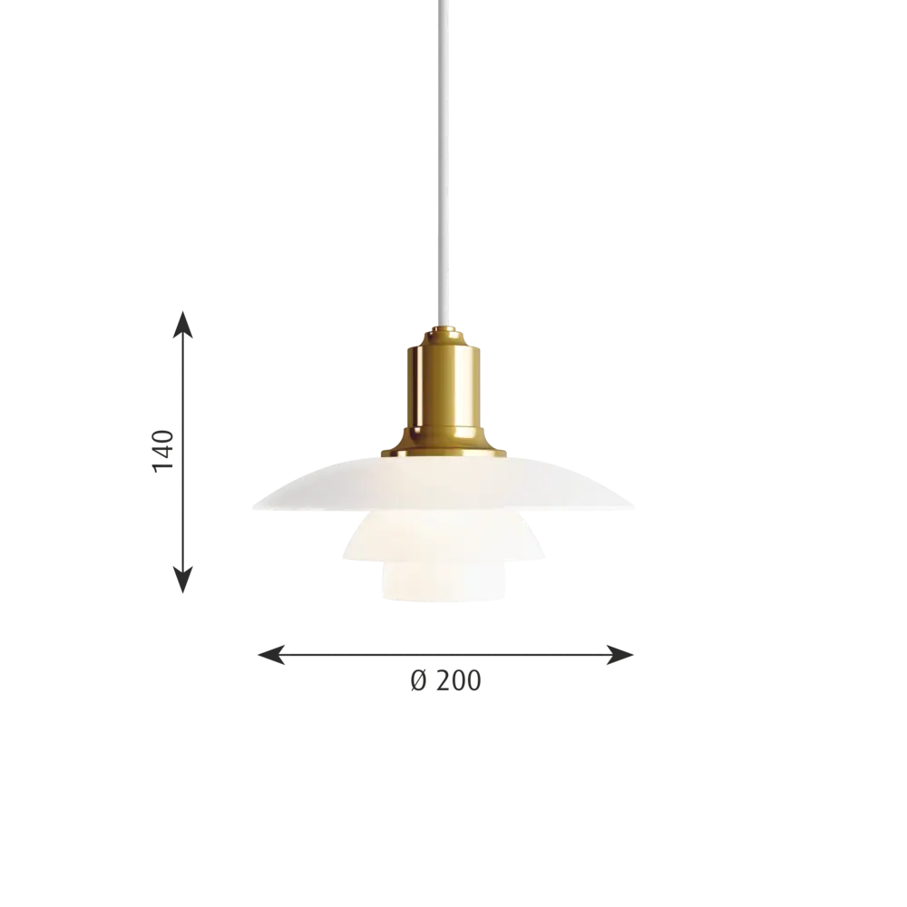 Louis Poulsen PH 2/1 Glass Pendant 玻璃三層式吊燈｜黃銅色 OLDANMARK