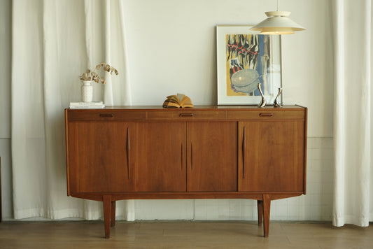 丹麥 柚木 四門 高腳 餐邊櫃