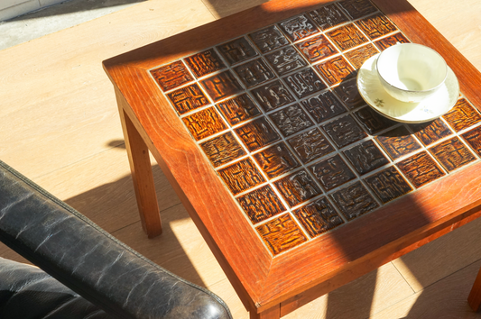丹麥 柚木 磁磚小方桌