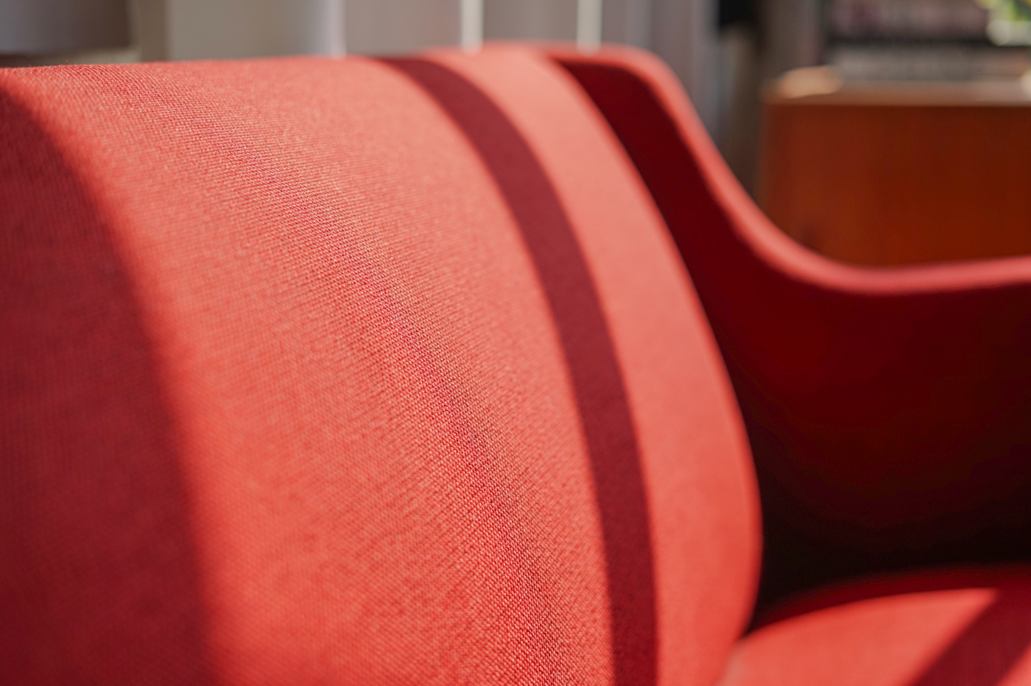丹麥 紅色 布面 三人沙發