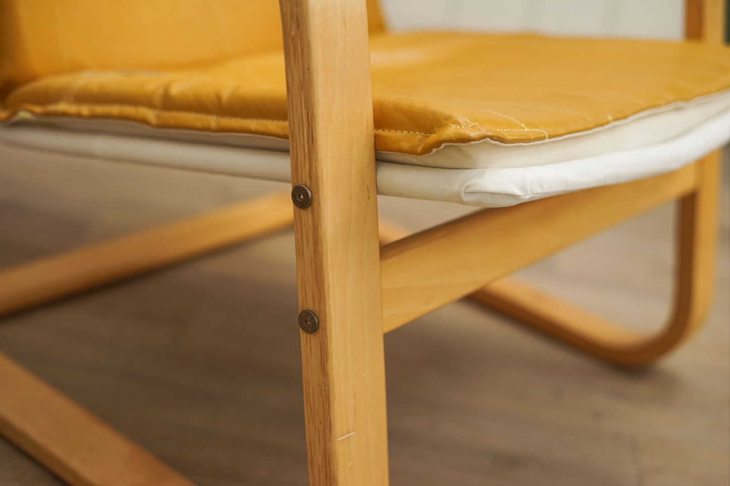 丹麥 黃色 皮革 休閒 扶手椅