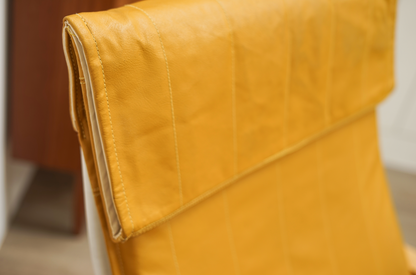 丹麥 黃色 皮革 休閒 扶手椅