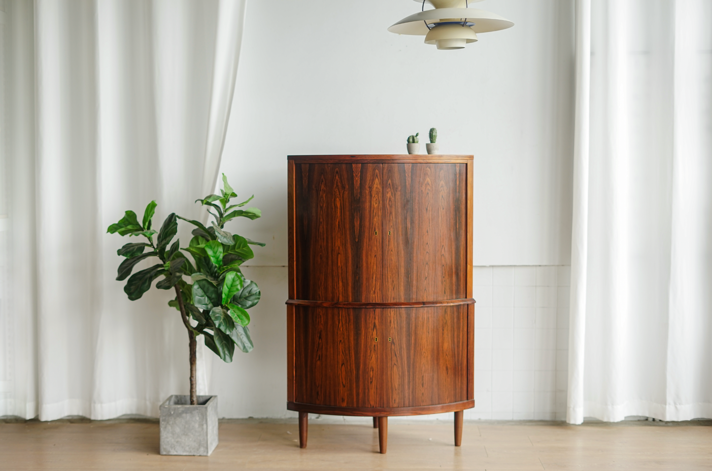 丹麥 玫瑰木 優雅圓弧 轉角櫃