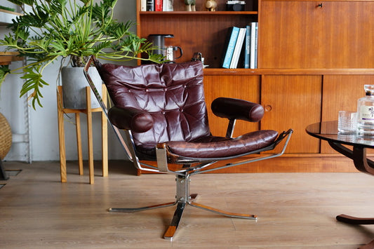 丹麥 酒紅 金屬&皮革 低背 Superstar Chair
