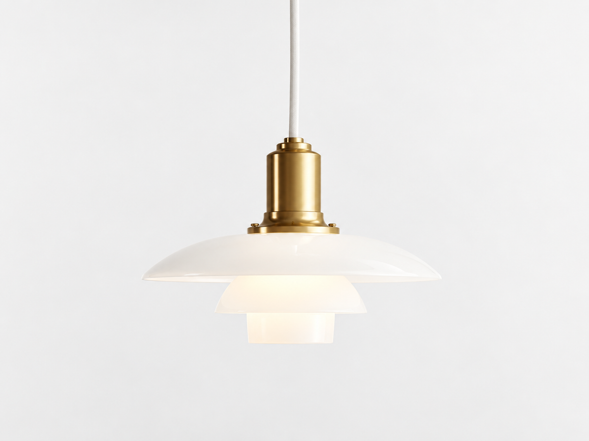 Louis Poulsen PH 2/1 Glass Pendant 玻璃三層式吊燈｜黃銅色 OLDANMARK