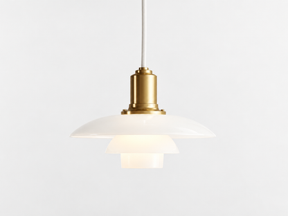 Louis Poulsen PH 2/1 Glass Pendant 玻璃三層式吊燈｜黃銅色 OLDANMARK
