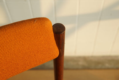 丹麥 玫瑰木 橘色餐椅