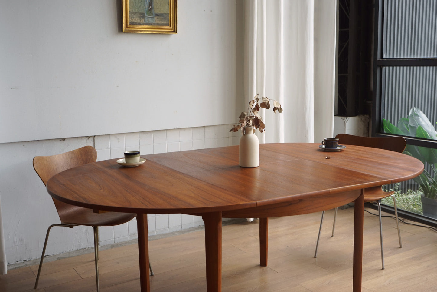 丹麥 柚木 圓形 蝴蝶延伸 餐桌