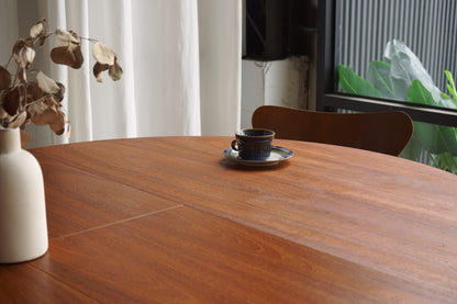 丹麥 柚木 圓形 蝴蝶延伸 餐桌