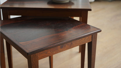 丹麥 玫瑰木 風巢瓷磚 三連桌