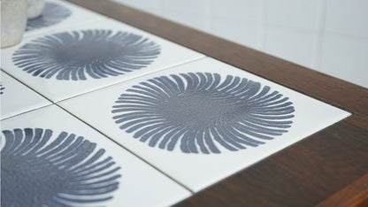 丹麥 玫瑰木 風巢瓷磚 三連桌