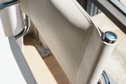 Mart Stam 白色 皮革 吧檯椅