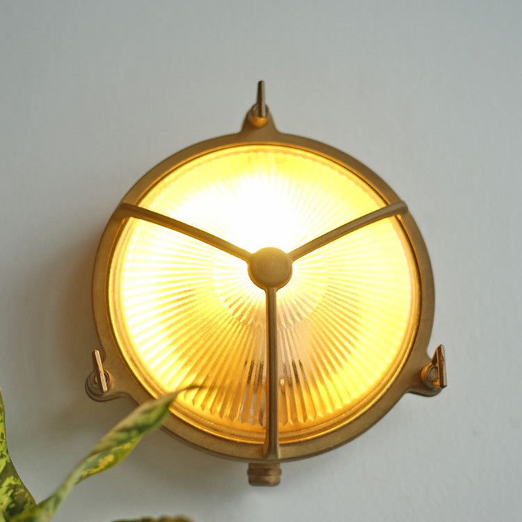 Brass round mesh wall light-02