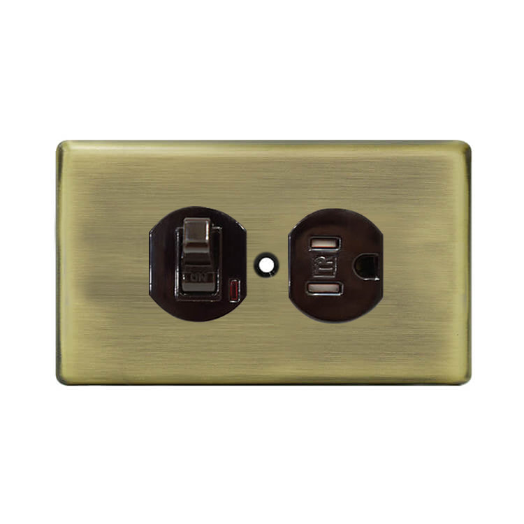 Metal series American copper switch socket