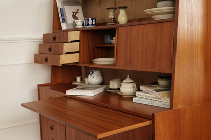 丹麥 柚木 滑門 書櫃／展示櫃