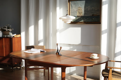 丹麥 柚木 典雅 圓形 蝴蝶延伸餐桌