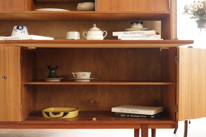 丹麥 柚木 滑門 書櫃／展示櫃