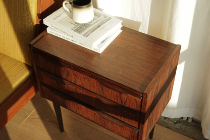 丹麥 玫瑰木 三層抽屜 高腳 小邊櫃