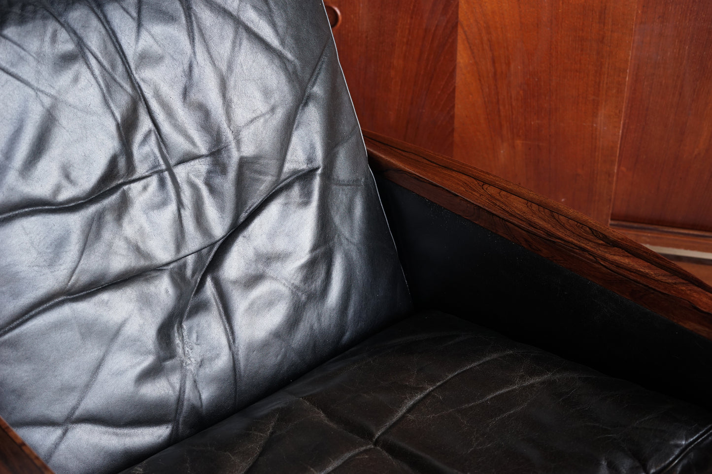 Hans Olsen 丹麥 玫瑰木 皮革 低背扶手椅