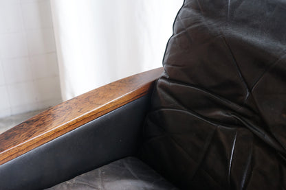 Hans Olsen 丹麥 玫瑰木 皮革 低背扶手椅