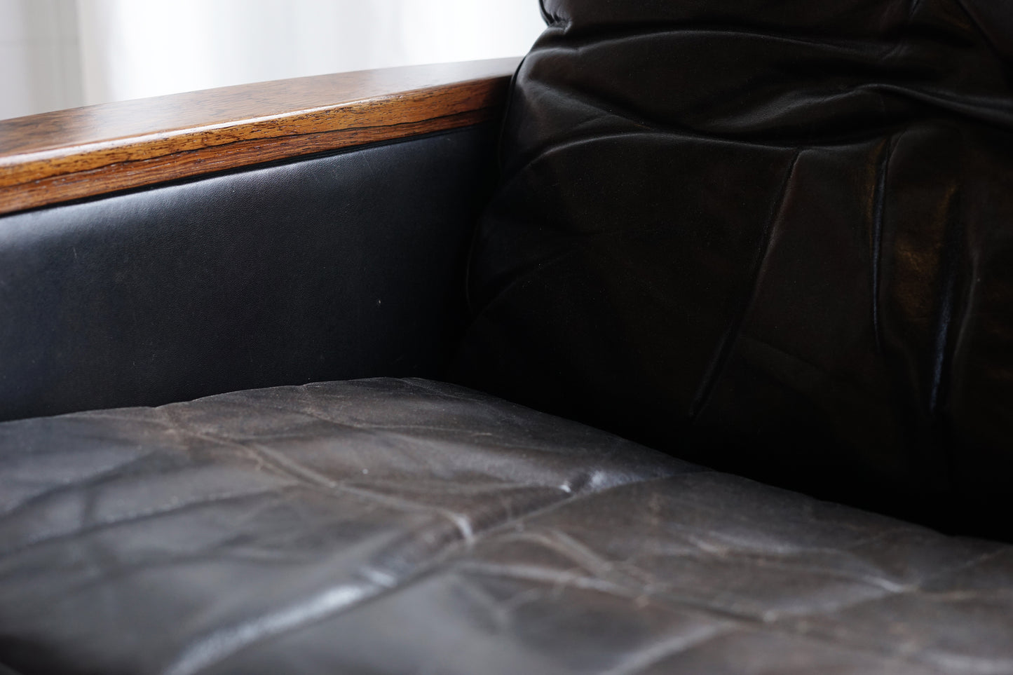 Hans Olsen 丹麥 玫瑰木 皮革 低背扶手椅