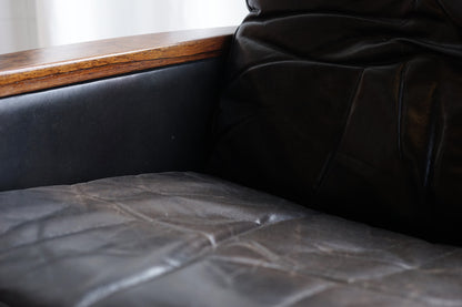 Hans Olsen 丹麥 玫瑰木 皮革 低背扶手椅