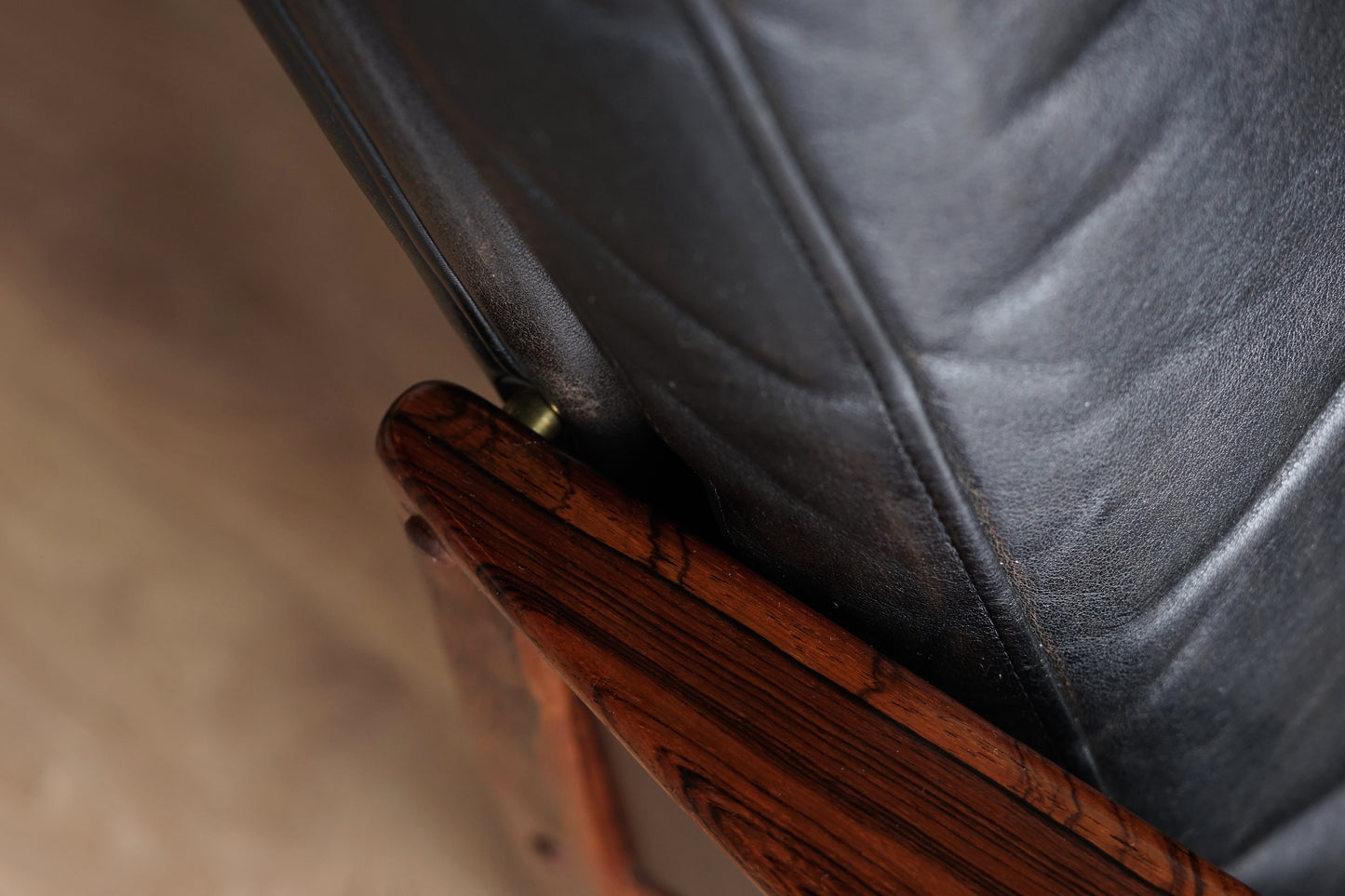 Hans Olsen 丹麥 玫瑰木 皮革 低背扶手椅