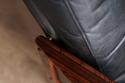 Hans Olsen 丹麥 玫瑰木 皮革 低背扶手椅