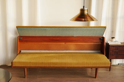 Hans J. Wegner GE258 經典 柚木 圓腳 芥末黃 沙發床