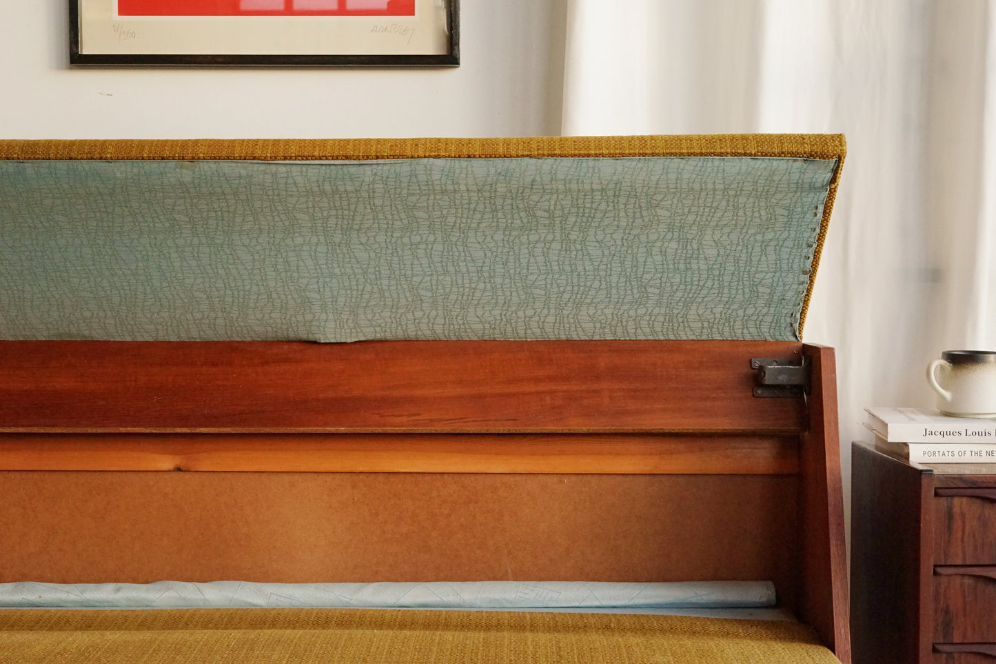 Hans J. Wegner GE258 經典 柚木 圓腳 芥末黃 沙發床