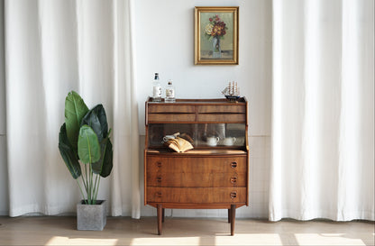 丹麥 玫瑰木 玻璃滑門 寫字櫃