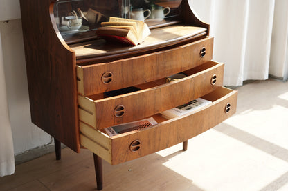 丹麥 玫瑰木 玻璃滑門 寫字櫃