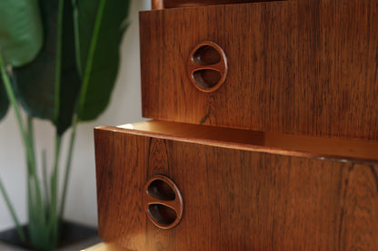 丹麥 玫瑰木 玻璃滑門 寫字櫃