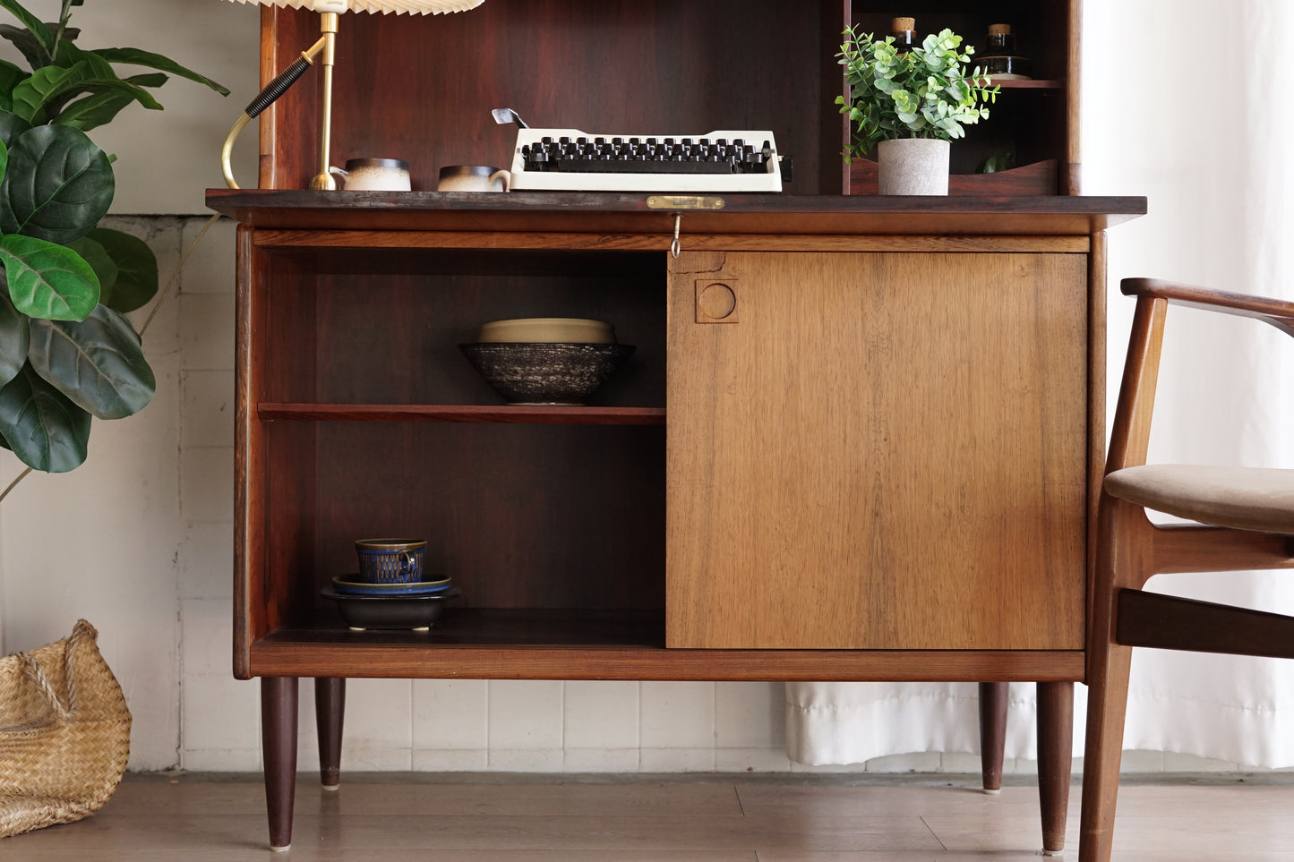 丹麥 玫瑰木 滑門 書櫃