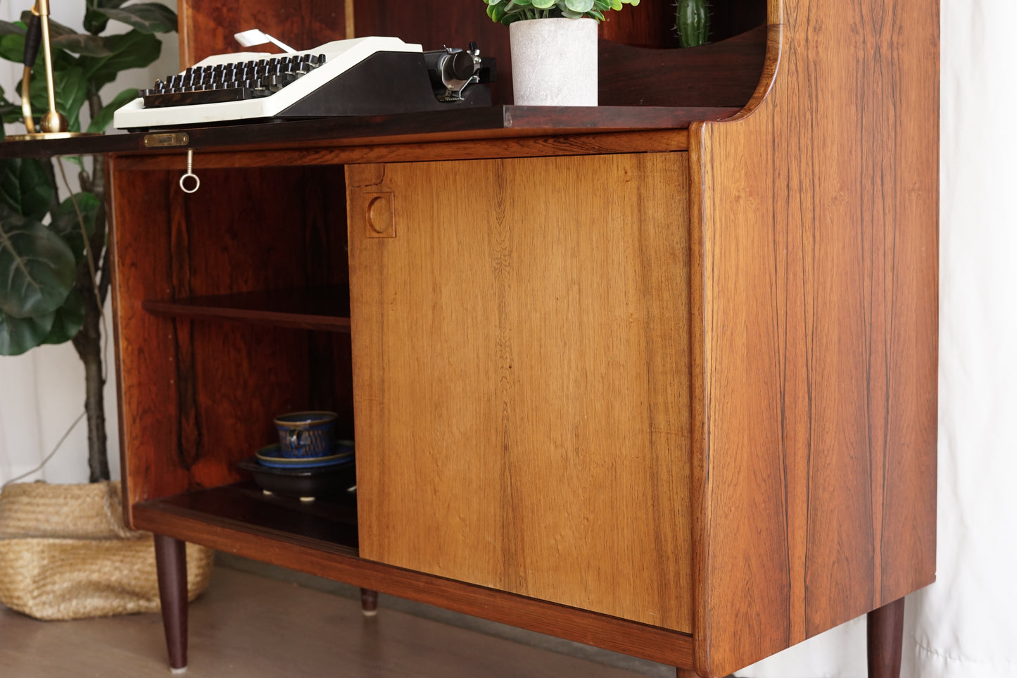 丹麥 玫瑰木 滑門 書櫃