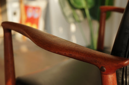 丹麥 柚木 皮革 扶手椅