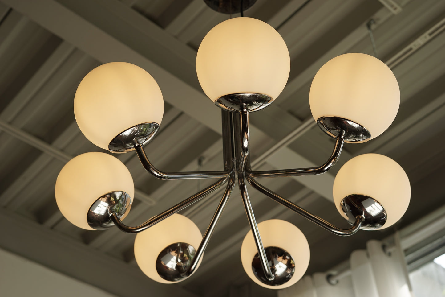 鍍鉻 白色 球型吊燈