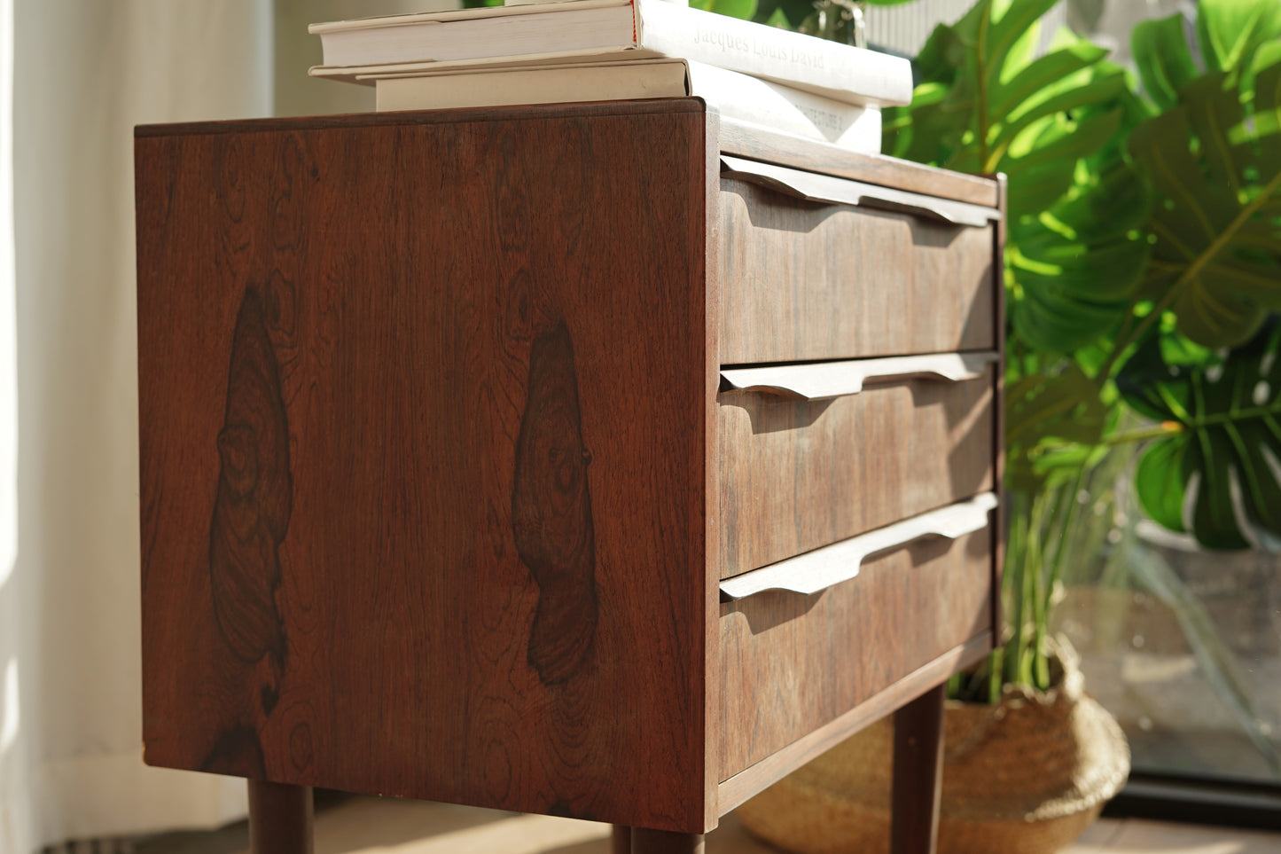 丹麥 玫瑰木 三層抽屜 高腳 小邊櫃