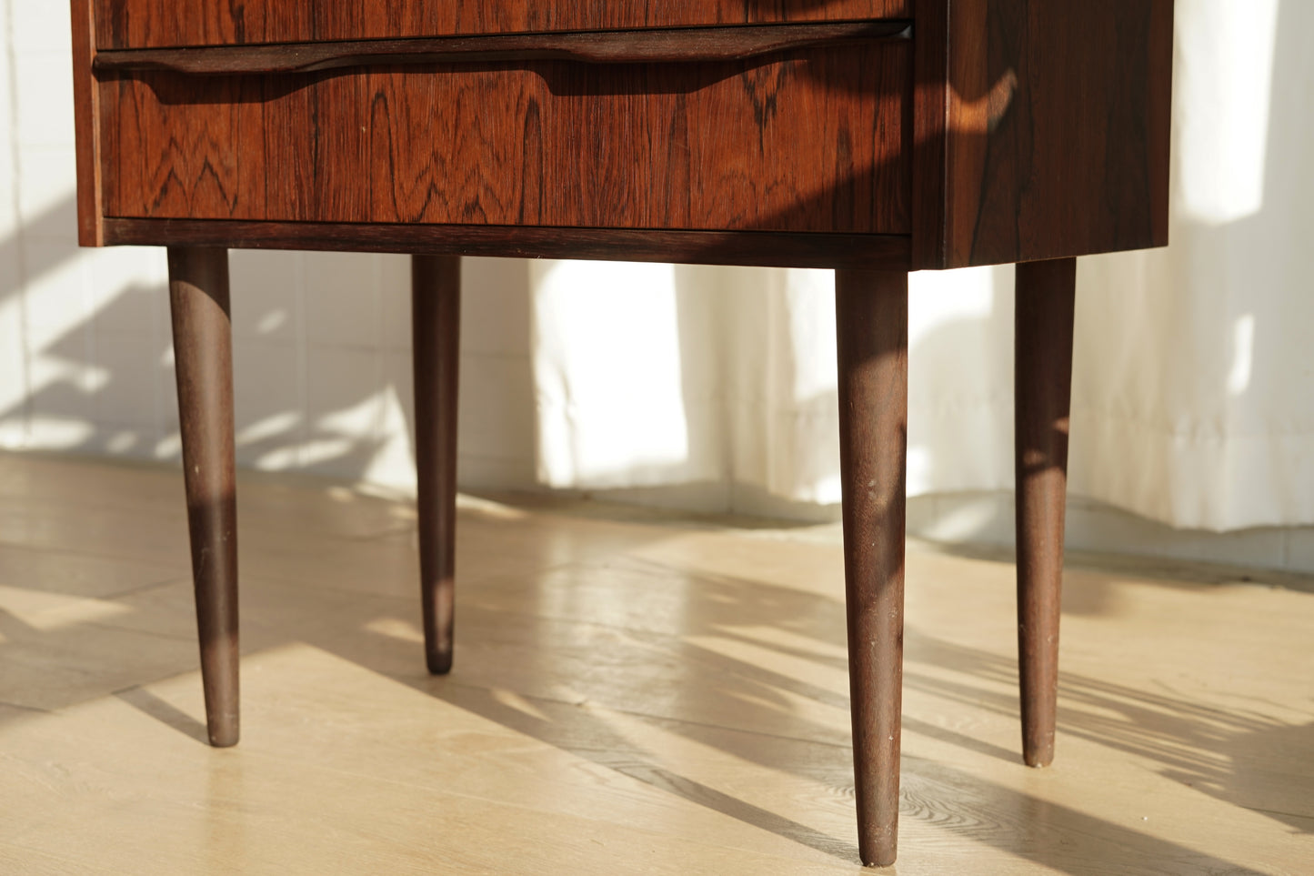 丹麥 玫瑰木 三層抽屜 高腳 小邊櫃