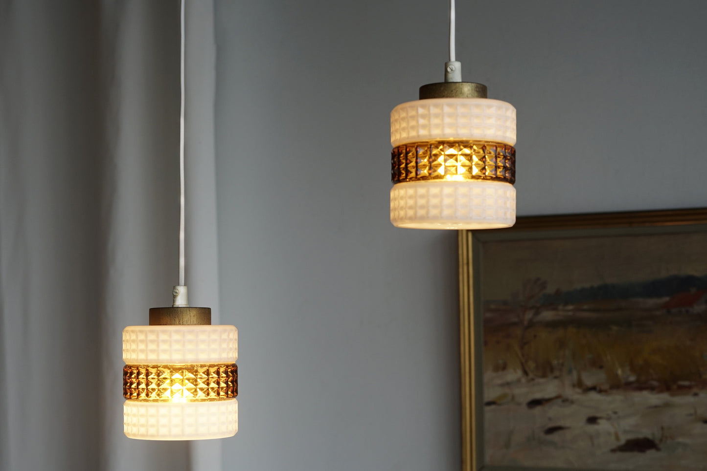 丹麥 黃銅 立體壓紋 小吊燈