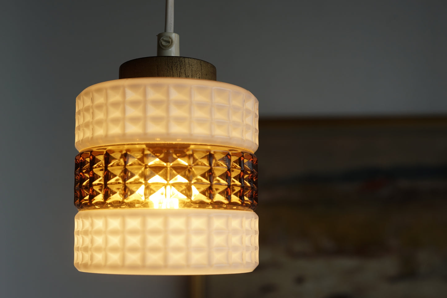 丹麥 黃銅 立體壓紋 小吊燈