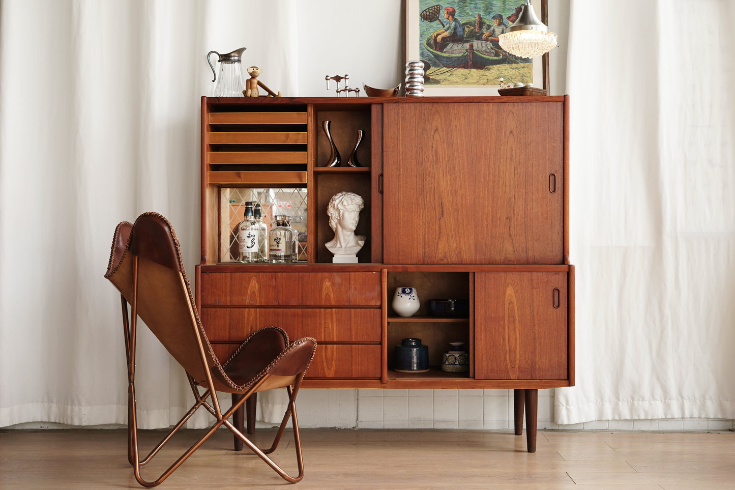 丹麥 柚木 雙層 餐邊櫃 高櫃