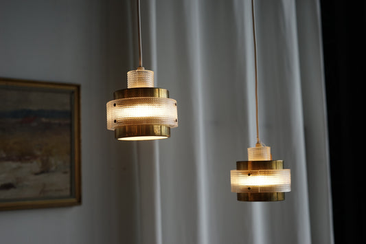 Carl Fagerlund 丹麥 幾何壓紋玻璃小吊燈